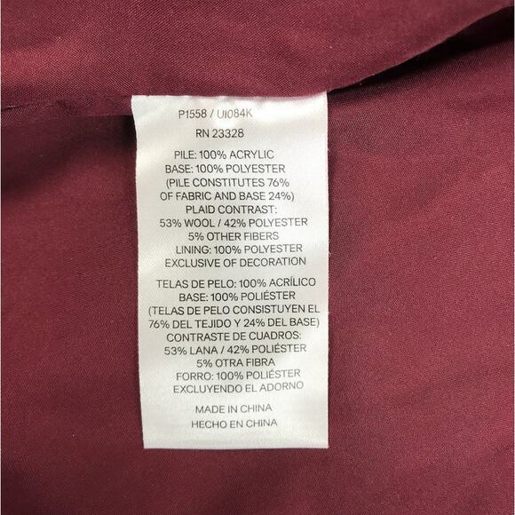 PENDLETON Fuzzy Sherpa Full Zip Jacket Women M Burgundy Cozy Everyday Travel EUC - Picture 10 of 13